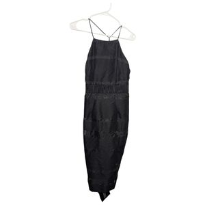 MILLY (Size 2) Sheer Mesh Spaghetti Strap Dress Black